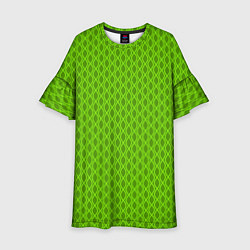 Платье клеш для девочки Зеленые ячейки текстура, цвет: 3D-принт