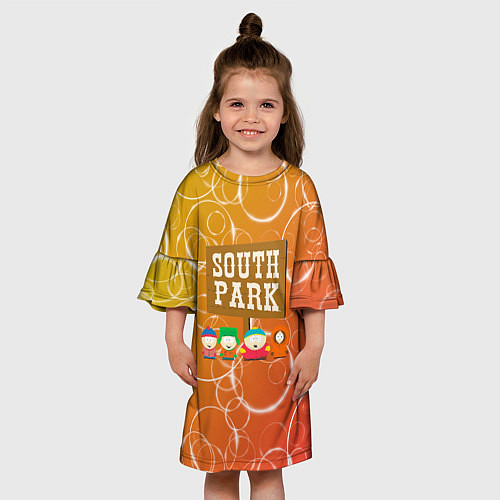Детское платье Южный Парк - на фоне кружков / 3D-принт – фото 3