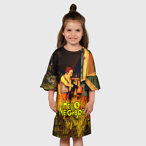 Детское платье Hello Neighbor Привет сосед Сосед поливает / 3D-принт – фото 3
