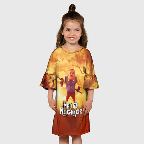 Детское платье Hello Neighbor Привет сосед Сосед с лопатой / 3D-принт – фото 3