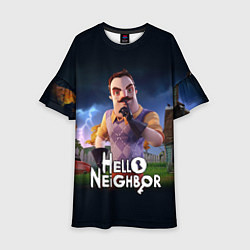 Платье клеш для девочки Hello Neighbor игра Привет сосед, цвет: 3D-принт