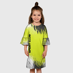 Платье клеш для девочки Sports club gray green pattern, цвет: 3D-принт — фото 2