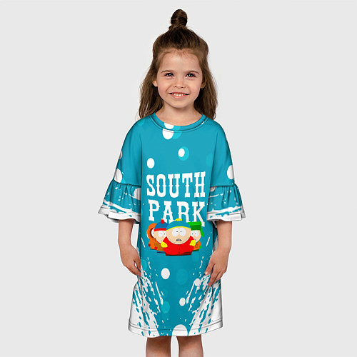 Детское платье Южный Парк - на голубом фоне / 3D-принт – фото 3