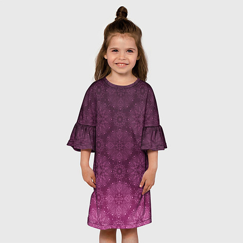 Детское платье Ажурный орнамент на бордовом градиентном фоне / 3D-принт – фото 3