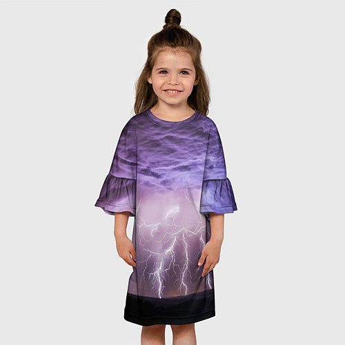 Детское платье Гроза в ночном небе / 3D-принт – фото 3
