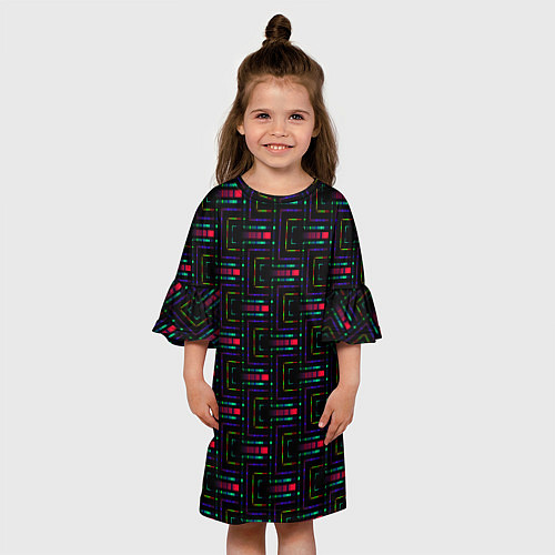 Детское платье Яркие полосы на черном / 3D-принт – фото 3