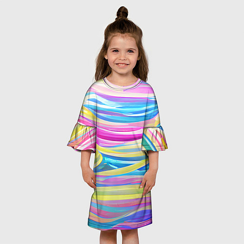 Детское платье Многоцветные волны / 3D-принт – фото 3