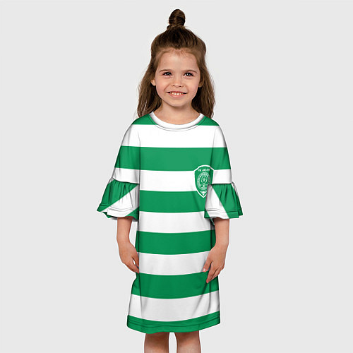 Детское платье ФК Ахмат на фоне бело зеленой формы / 3D-принт – фото 3