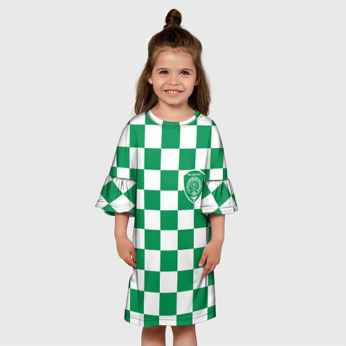 Детское платье ФК Ахмат на фоне бело зеленой формы в квадрат / 3D-принт – фото 3