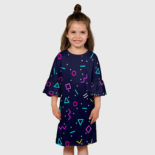 Детское платье Neon geometric shapes / 3D-принт – фото 3