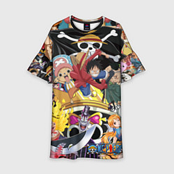 Платье клеш для девочки One Pieceгерои, цвет: 3D-принт