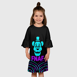 Платье клеш для девочки FNAF Фредди neon, цвет: 3D-принт — фото 2