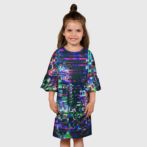 Детское платье Ночной город - glitch / 3D-принт – фото 3
