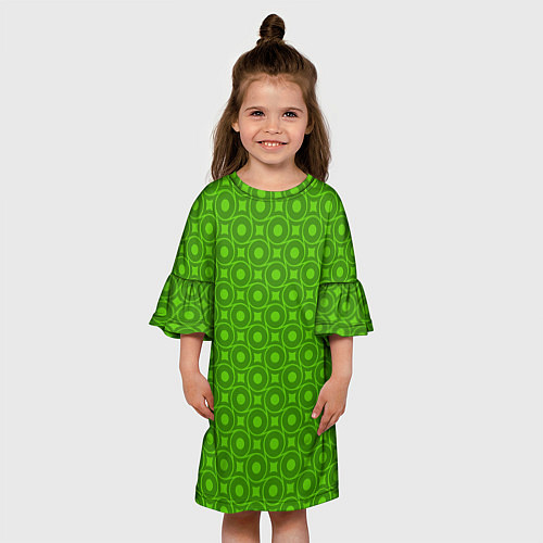 Детское платье Зеленые круги и ромбы / 3D-принт – фото 3
