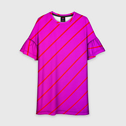 Платье клеш для девочки Розовый и фиолетовые линии, цвет: 3D-принт