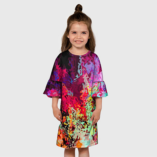 Детское платье Летний красочный паттерн - импрессия / 3D-принт – фото 3