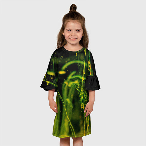 Детское платье Абстрактные мазки красок - Жёлтый / 3D-принт – фото 3