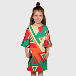 Платье клеш для девочки Треугольный хаос, цвет: 3D-принт — фото 2