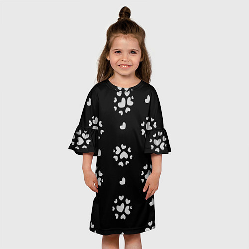 Детское платье Серые сердца на черном фоне / 3D-принт – фото 3