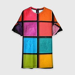 Платье клеш для девочки Абстрактный набор красок-паттернов, цвет: 3D-принт