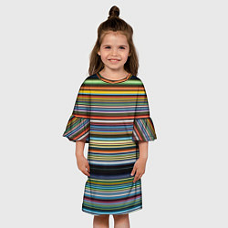 Платье клеш для девочки Абстрактное множество разноцветных линий, цвет: 3D-принт — фото 2