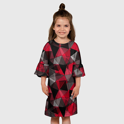 Детское платье Красно-серый геометрический / 3D-принт – фото 3