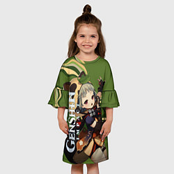 Платье клеш для девочки Саю-девочка с хвостиком, цвет: 3D-принт — фото 2