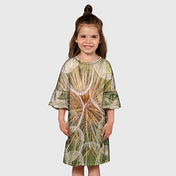 Платье клеш для девочки Абстрактное множество лепестков - Светло-жёлтый, цвет: 3D-принт — фото 2