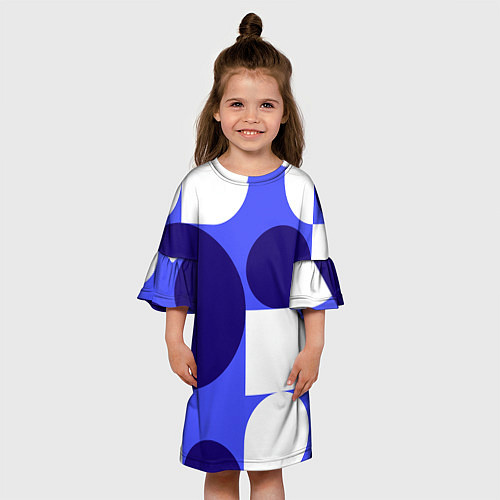 Детское платье Абстрактный набор геометрических фигур - Синий фон / 3D-принт – фото 3