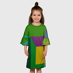 Платье клеш для девочки Абстрактный случайный набор геометрических фигур -, цвет: 3D-принт — фото 2
