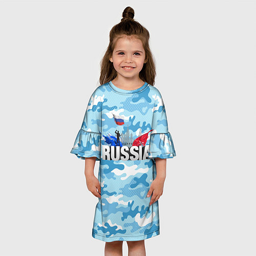 Детское платье Russia: синий камфуляж / 3D-принт – фото 3