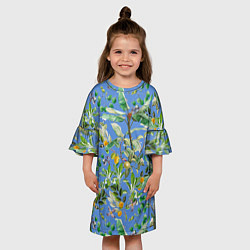 Платье клеш для девочки Летний Фруктовый Сад С Цветами, цвет: 3D-принт — фото 2