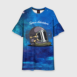 Платье клеш для девочки Скафандр космонавта на звездном фоне, цвет: 3D-принт