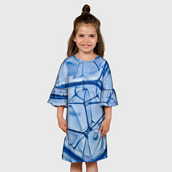 Платье клеш для девочки Абстрактная синяя ледяная броня, цвет: 3D-принт — фото 2
