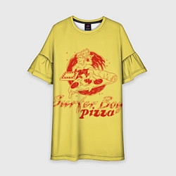 Платье клеш для девочки Stranger Things 4 - Surfer boy pizza, цвет: 3D-принт