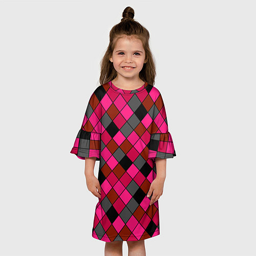 Детское платье Розово-красный геометрический узор / 3D-принт – фото 3