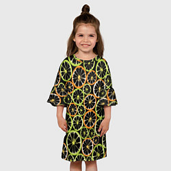 Платье клеш для девочки Цитрусовый микс, цвет: 3D-принт — фото 2