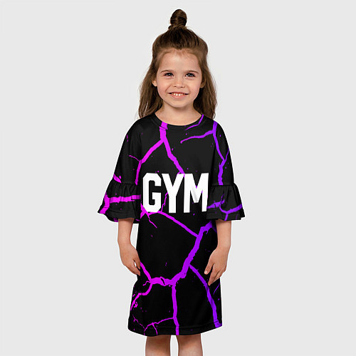 Детское платье Gym - Трещины неоновые / 3D-принт – фото 3