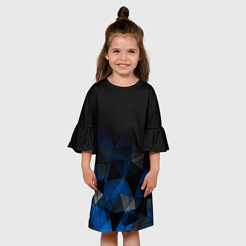 Детское платье Черно-синий геометрический / 3D-принт – фото 3
