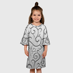 Платье клеш для девочки Ажурный орнамент на поверхности металла, цвет: 3D-принт — фото 2