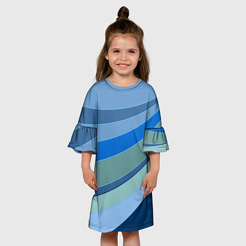 Детское платье Сине-зеленые линии / 3D-принт – фото 3