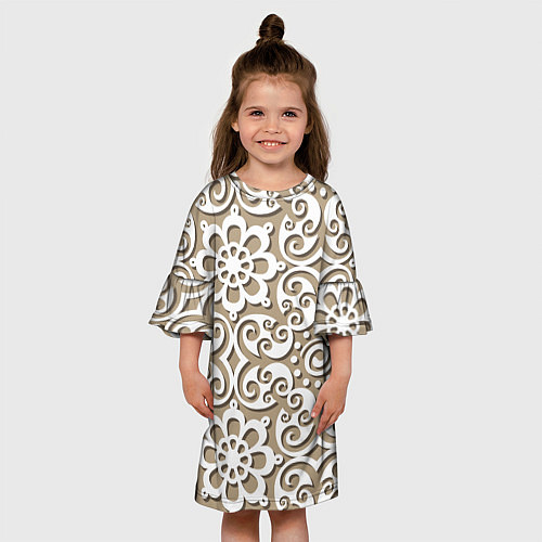 Детское платье Цветочный кружевной орнамент / 3D-принт – фото 3