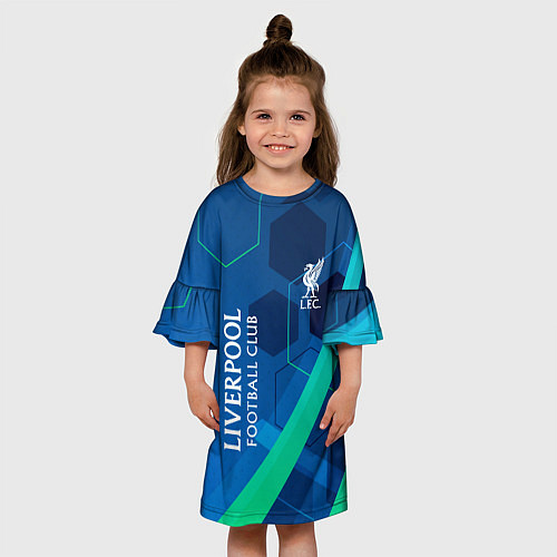 Детское платье Ливерпуль Синяя абстракция / 3D-принт – фото 3