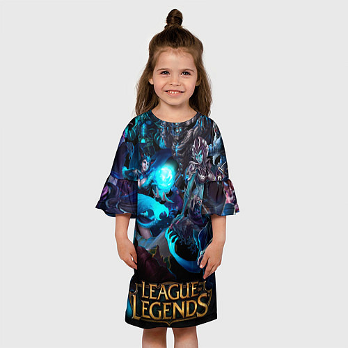 Детское платье Коллаж LoL - Legue of Legends / 3D-принт – фото 3
