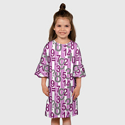 Платье клеш для девочки Бело-розовый узор Арифметика, цвет: 3D-принт — фото 2