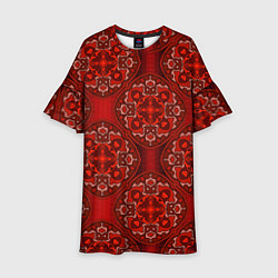 Платье клеш для девочки Красные абстрактные круглые узоры, цвет: 3D-принт