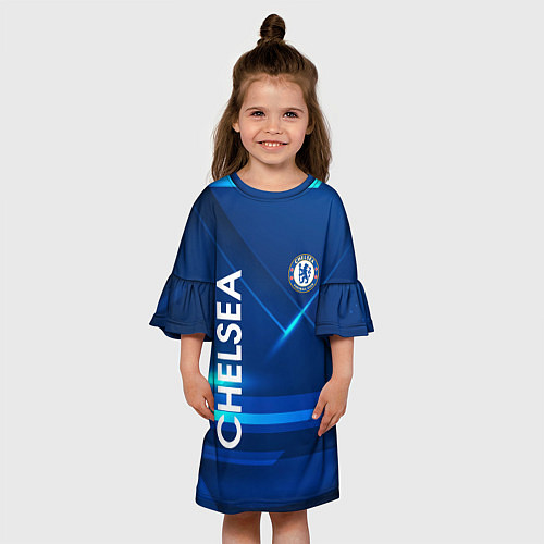 Детское платье Chelsea Синяя абстракция / 3D-принт – фото 3