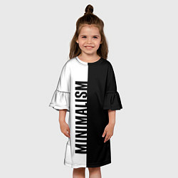 Платье клеш для девочки MINIMALISM - BLACK AND WHITE, цвет: 3D-принт — фото 2