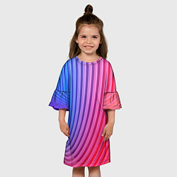 Платье клеш для девочки Оптическая иллюзия с линиями, цвет: 3D-принт — фото 2