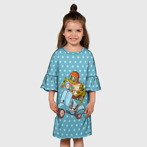 Детское платье Крейзи лягуха на мопеде / 3D-принт – фото 3